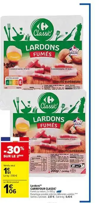 Carrefour Lardons Carrefour Classic' offre