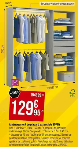 Bricorama Aménagement de placard extensible SOPHY offre