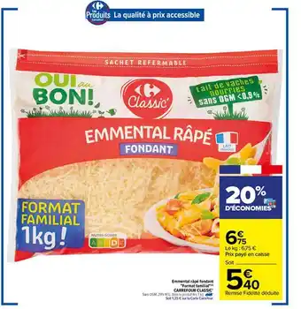 Carrefour Emmental Râpé Fondant offre
