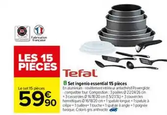 Carrefour Set Ingenio Essential 15 Pièces Tefal offre