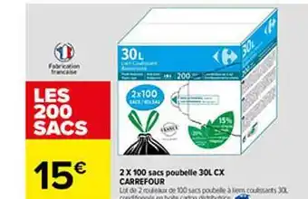 Carrefour 2 X 100 Sacs Poubelle 30l Cx Carrefour offre