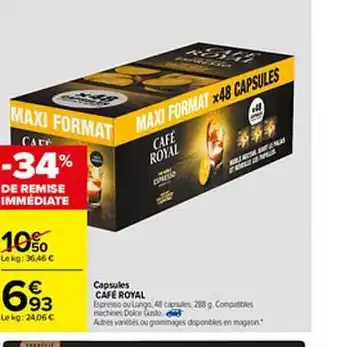 Carrefour Capsules Café Royal offre