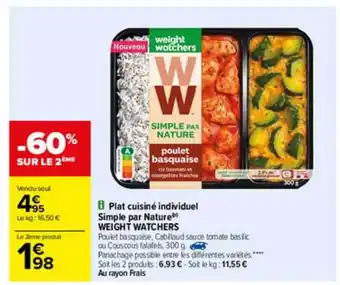 Carrefour Plat Cuisiné Individuel Simple Par Nature Wieght Watchers offre