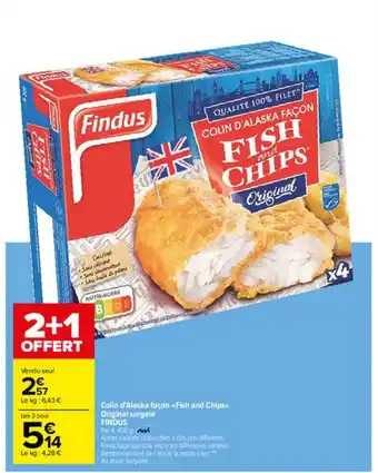 Carrefour Colin D'alaska Façon «fish And Chips» Original Surgelé Findus offre
