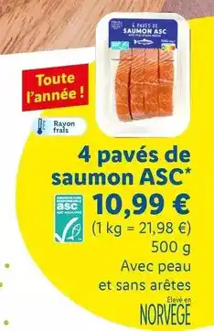 Lidl 4 pavés de saumon asc offre