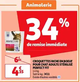 Auchan CROQUETTES RICHE EN BOEUF POUR CHAT ADULTE STÉRILISÉ PERFECT FIT offre