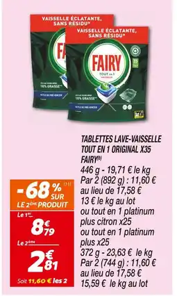 Netto FAIRY TABLETTES LAVE-VAISSELLE TOUT EN 1 ORIGINAL X35(b) offre