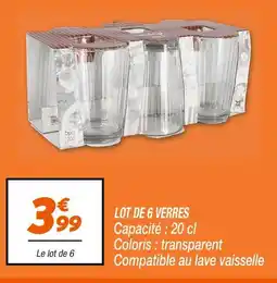 Netto LOT DE 6 VERRES offre