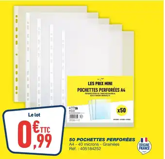 Bureau Vallée 50 POCHETTES PERFORÉES offre