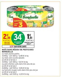 Intermarché BONDUELLE MAÏS SANS RÉSIDU DE PESTICIDES offre