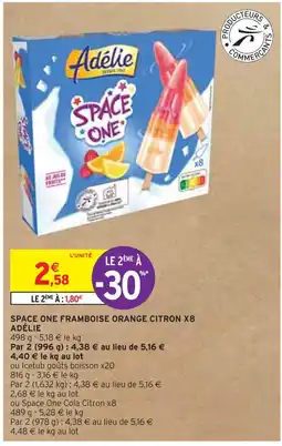 Intermarché ADÉLIE SPACE ONE FRAMBOISE ORANGE CITRON X8 offre