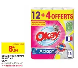 Intermarché OKAY ESSUIE TOUT ADAPT BLANC X12 offre