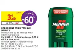 Intermarché MENNEN DÉODORANT STICK TONIQUE offre