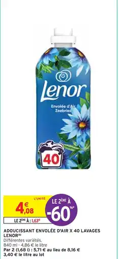 Intermarché LENOR ADOUCISSANT ENVOLÉE D'AIR X 40 LAVAGES offre