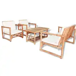 Jardiland Salon de jardin 4 pièces en bambou - vidaXL offre