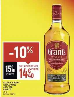 Spar GRANT’S SCOTCH WHISKY TRIPLE WOOD 40% VOL offre