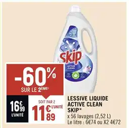 Spar SKIP LESSIVE LIQUIDE ACTIVE CLEAN offre