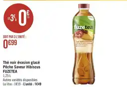 Casino Supermarchés FUZETEA Thé noir évasion glacé Pêche Saveur Hibiscus offre