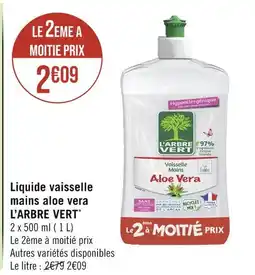 Casino Supermarchés L'ARBRE VERT Liquide vaisselle mains aloe vera offre