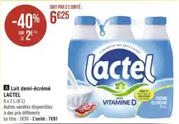 Casino Supermarchés LACTEL Lait demi-écrémé offre