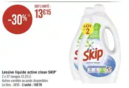 Casino Supermarchés active clean SKIP Lessive liquide offre