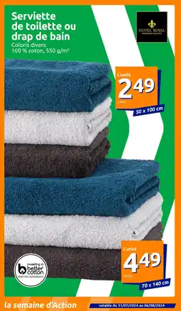 Action HOTEL ROYAL Serviette de toilette ou drap de bain offre
