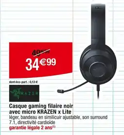 Cora x Carrefour Casque gaming filaire noir avec micro KRAZEN x Lite offre