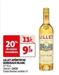 Auchan Lillet aperitif de bordeaux blanc offre