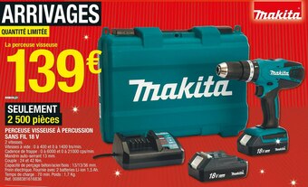 Brico Dépôt Makita perceuse visseuse à percussion sans fil 18 v offre