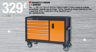 Brico Dépôt Magnusson servante 5 tiroirs + 1 armoire offre