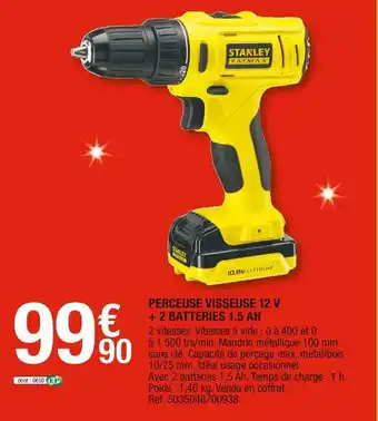 Stanley perceuse visseuse 12 v + 2 batteries 1,5 ah