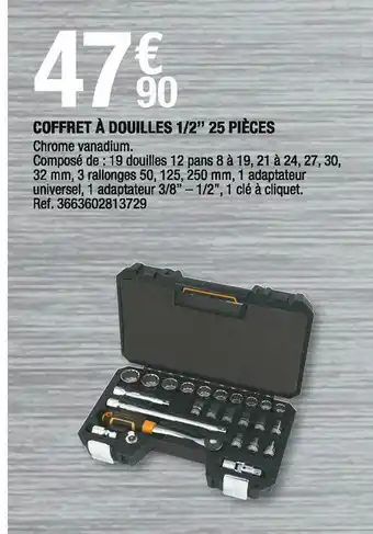 Brico Dépôt Magnusson coffret à douilles 1/2’’ 25 pièces offre