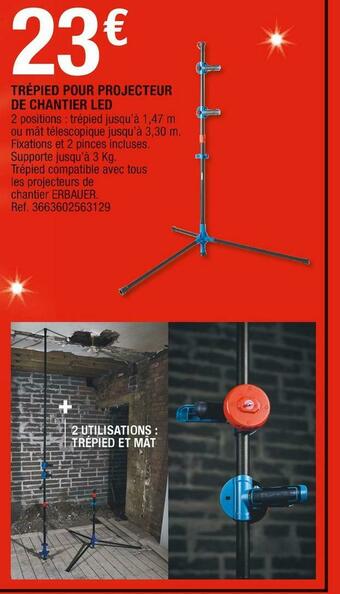 Brico Dépôt Trépied pour projecteur de chantier led offre