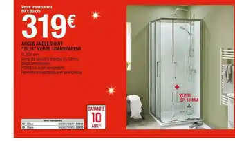 Brico Dépôt Accès angle droit zilia verre transparent offre