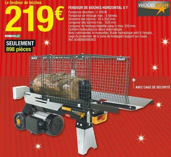 Brico Dépôt Woodstar fendeur de bûches horizontal 5 t offre