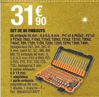 Brico Dépôt Magnusson set de 85 embouts offre