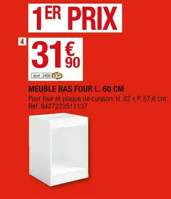Brico Dépôt Meuble bas four l. 60 cm offre