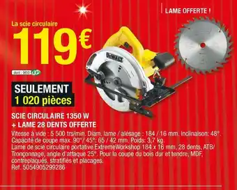 Brico Dépôt Scie circulaire 1350 w + lame 28 dents offerte offre