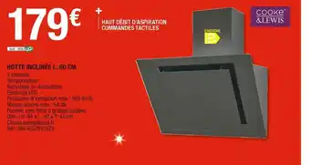 Brico Dépôt Cooke & lewis hotte inclinée l. 60 cm offre