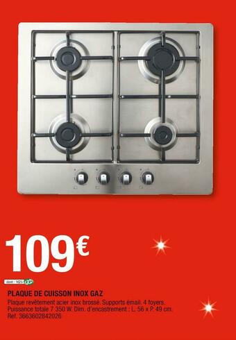 Brico Dépôt Plaque de cuisson inox gaz offre