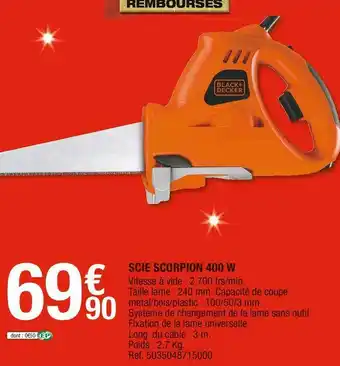 Brico Dépôt Scie scorpion 400 w offre