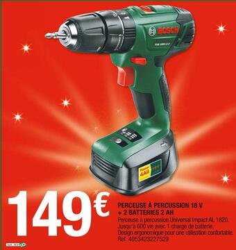 Brico Dépôt Perceuse à percussion 18 v + 2 batteries 2 ah offre