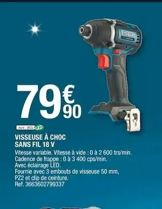Brico Dépôt Visseuse à choc sans fil 18 v offre