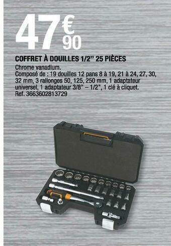 Brico Dépôt Magnusson coffret à douilles 1/2’’ 25 pièces offre