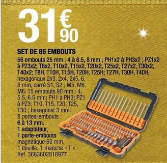 Brico Dépôt Magnusson set de 85 embouts offre
