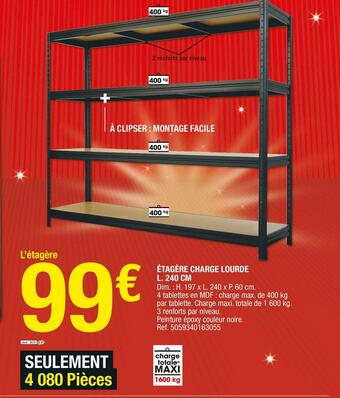 Brico Dépôt Étagère charge lourde l. 240 cm offre
