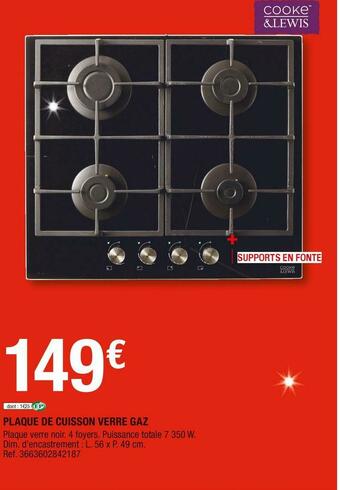 Brico Dépôt Plaque de cuisson verre gaz offre