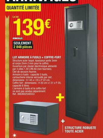 Brico Dépôt Lot armoire à fusils + coffre-fort offre