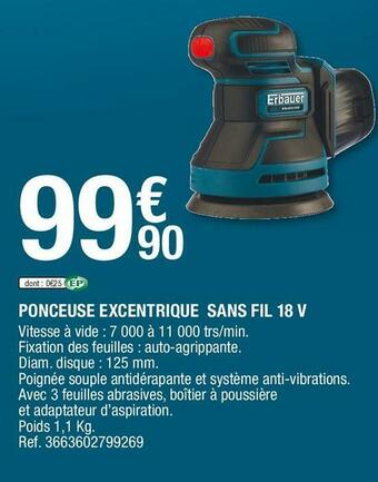 Erbauer ponceuse excentrique sans fil 18 v
