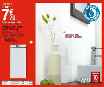Brico Dépôt Lambris pvc 1 frise blanc brillant offre